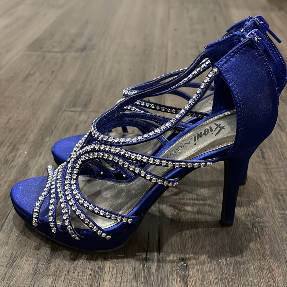 Royal Blue Rhinestone Heels - Picture 6 of 7